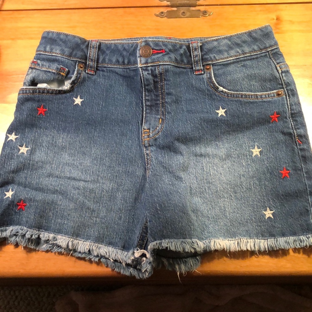 Cat and Jack girls star denim cut off shorts